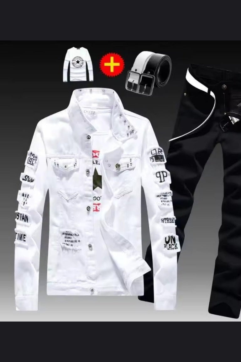 Men's Denim Jacket & Jeans Two-Piece Set | Spring Autumn Fashion Suit - GLITCH-BELLE