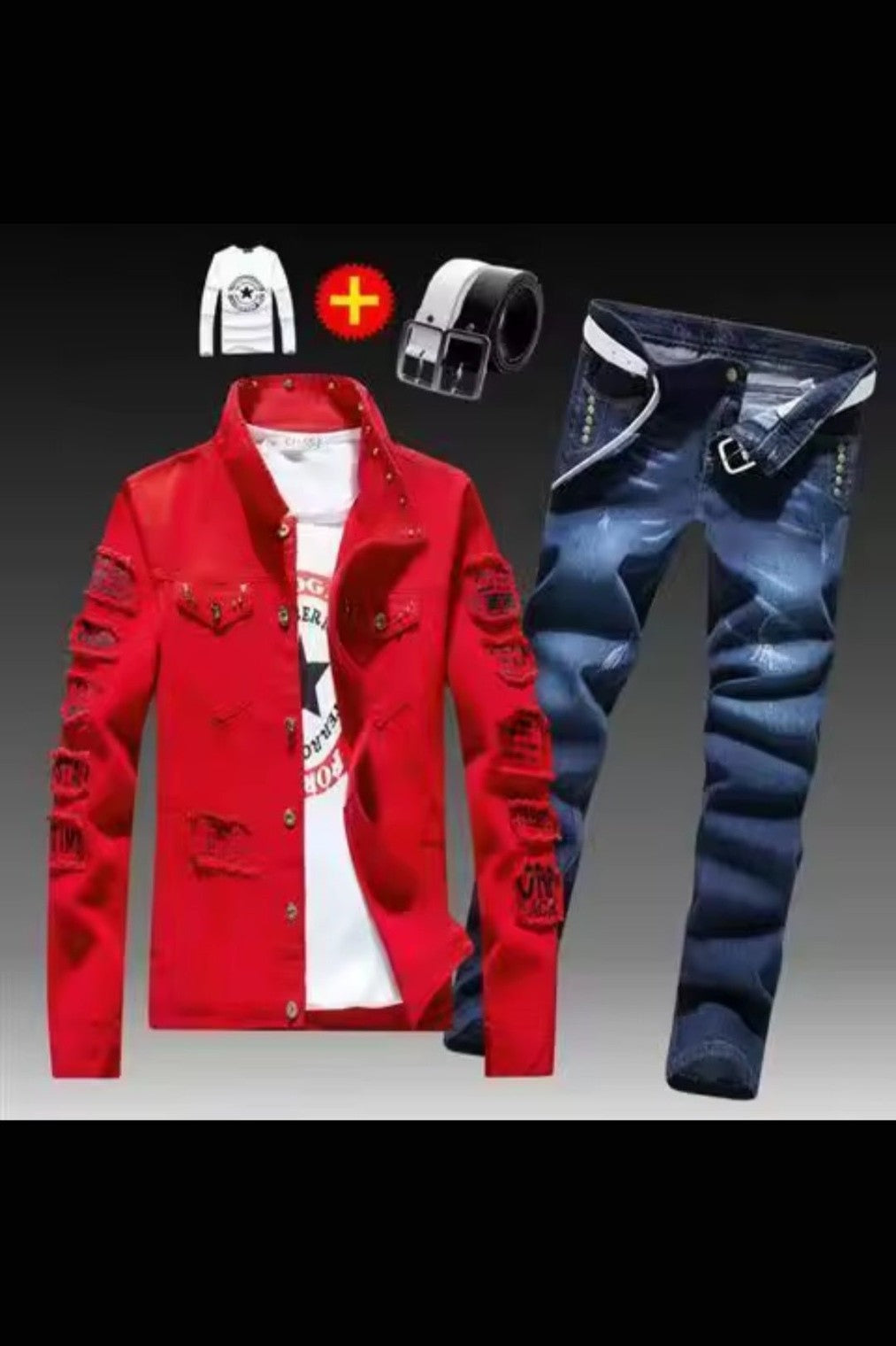 Men's Denim Jacket & Jeans Two-Piece Set | Spring Autumn Fashion Suit - GLITCH-BELLE