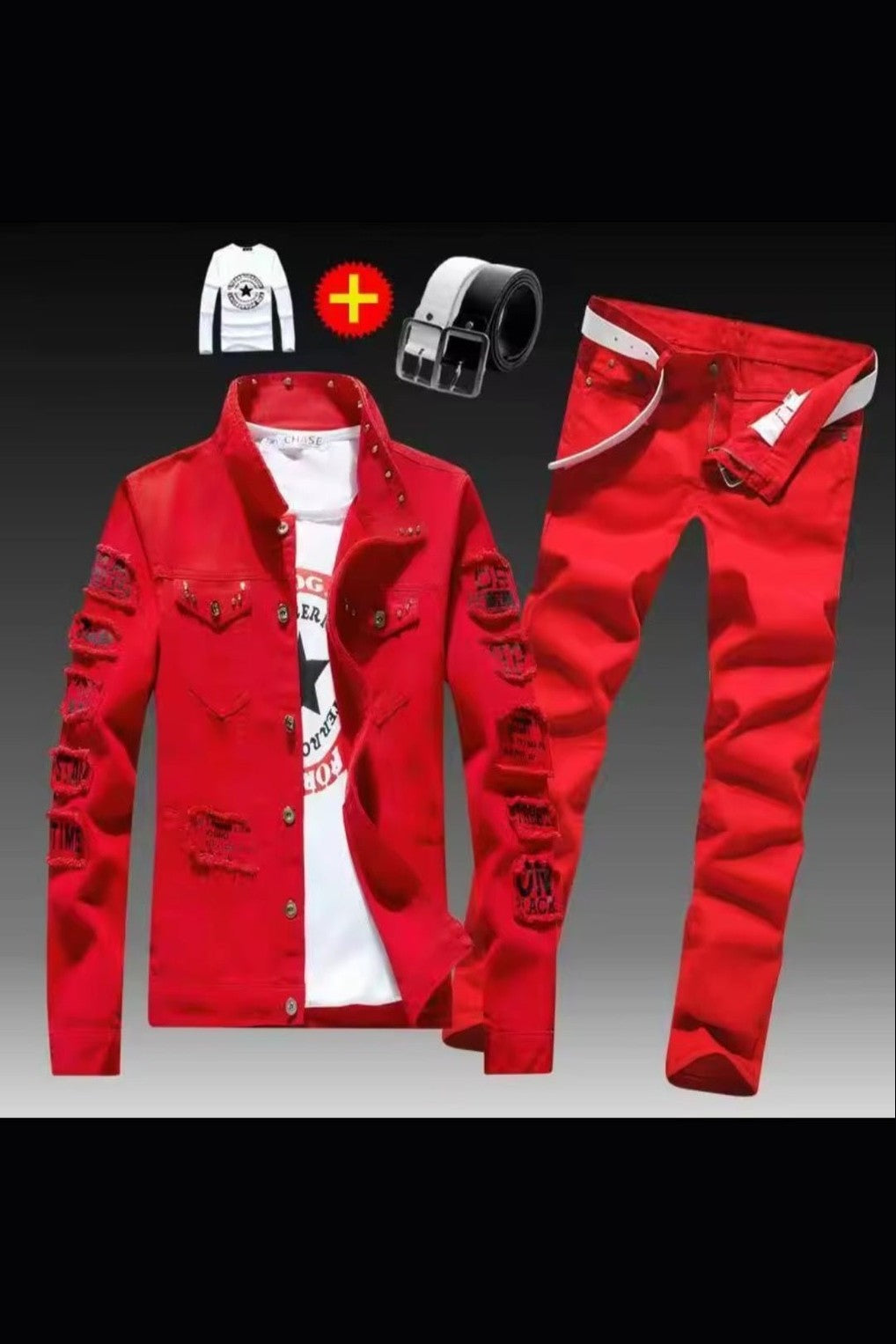 Men's Denim Jacket & Jeans Two-Piece Set | Spring Autumn Fashion Suit - GLITCH-BELLE