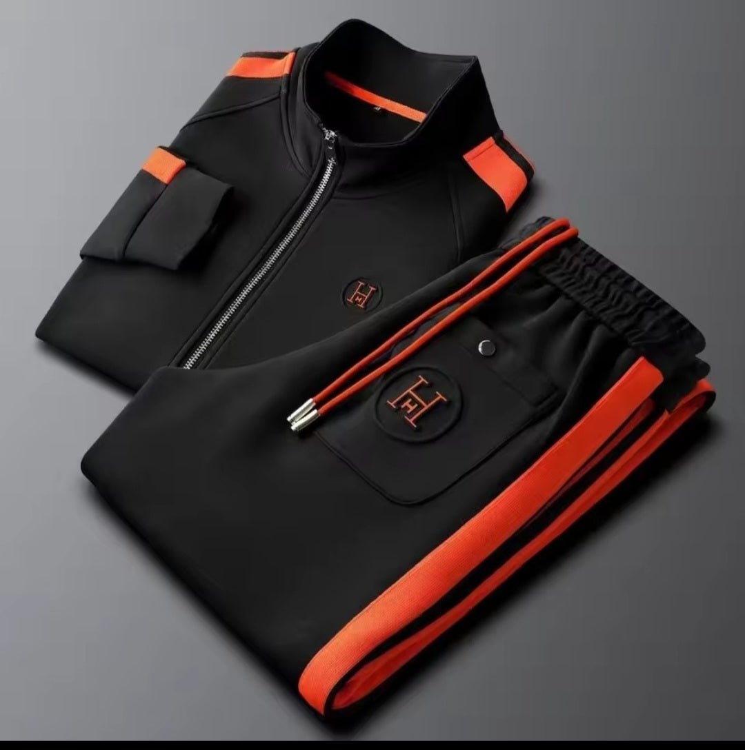 Men's Embroidered Tracksuit Two - Piece Set | Jacket & Jogger Suit - GLITCH - BELLE
