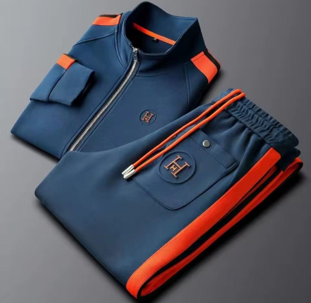 Men's Embroidered Tracksuit Two - Piece Set | Jacket & Jogger Suit - GLITCH - BELLE
