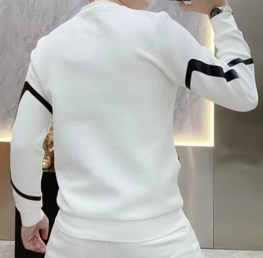 Men's Fashion Trend Zipper Patchwork Contrast Pullover – Casual Loose Long Sleeve Top - GLITCH - BELLE