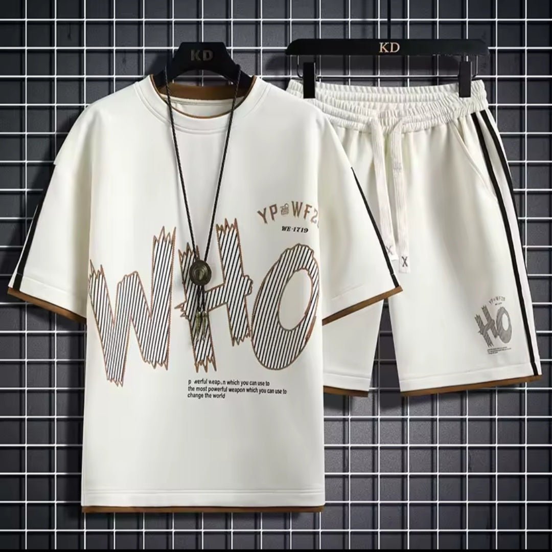 Men's Graphic Tee & Shorts Two - Piece Set | Streetwear Tracksuit Casual Sport Suit - GLITCH - BELLE