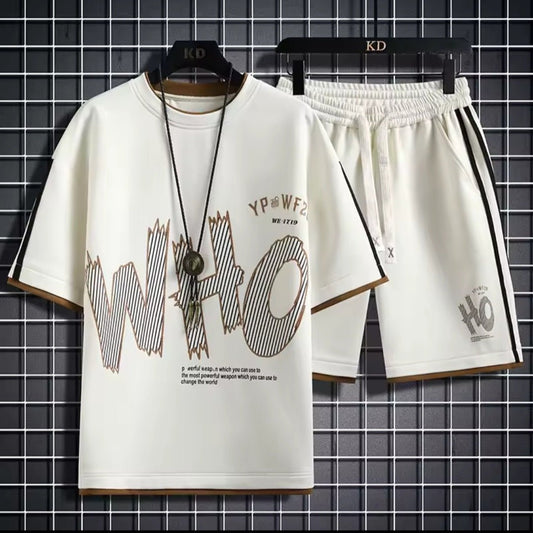 Men's Graphic Tee & Shorts Two - Piece Set | Streetwear Tracksuit Casual Sport Suit - GLITCH - BELLE