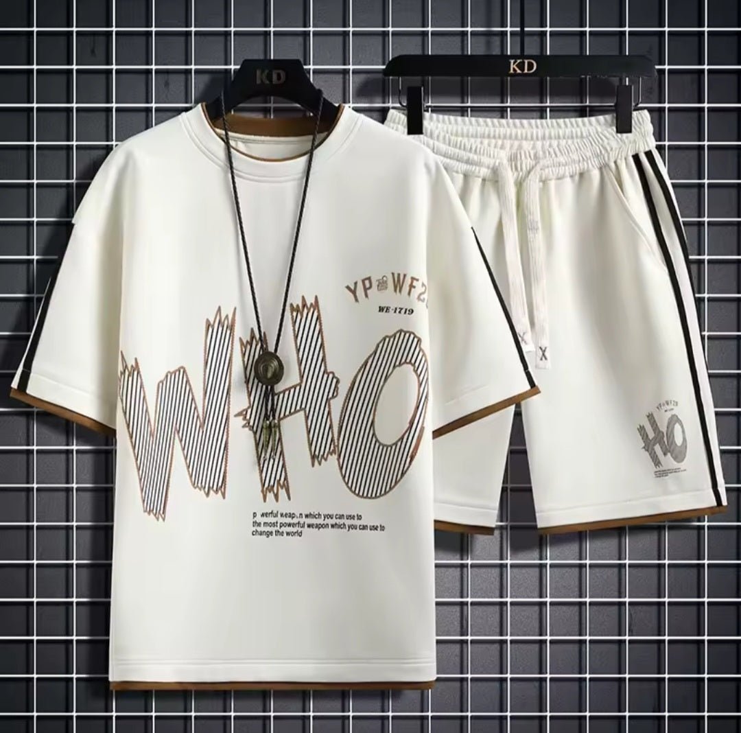 Men's Graphic Tee & Shorts Two - Piece Set | Streetwear Tracksuit Casual Sport Suit - GLITCH - BELLE