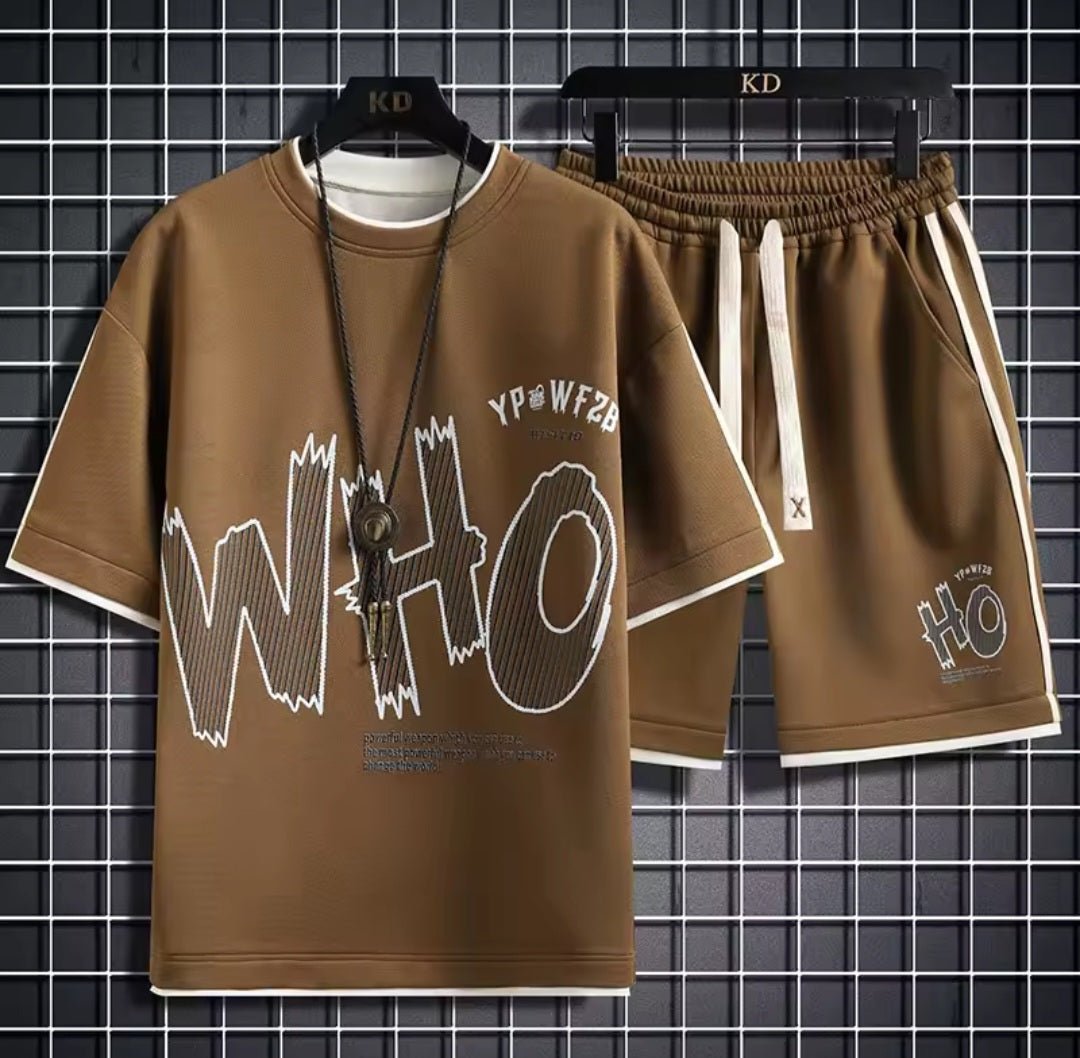 Men's Graphic Tee & Shorts Two - Piece Set | Streetwear Tracksuit Casual Sport Suit - GLITCH - BELLE