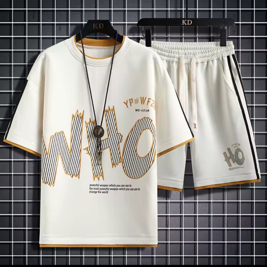 Men's Graphic Tee & Shorts Two - Piece Set | Streetwear Tracksuit Casual Sport Suit - GLITCH - BELLE