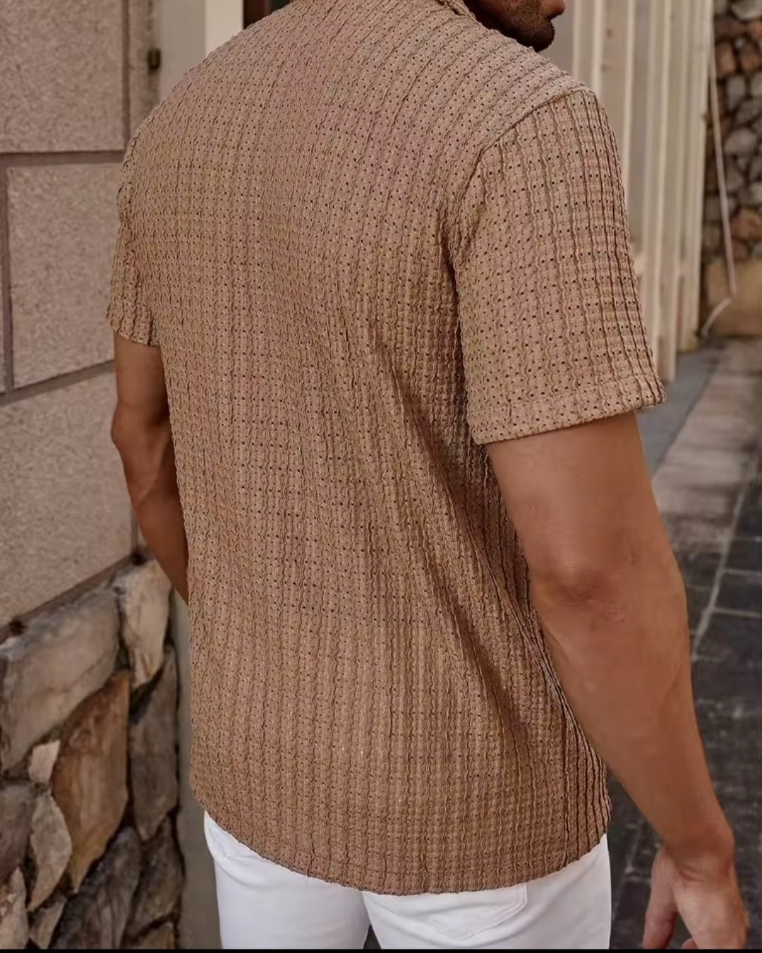 Men's Knit Breathable Short - Sleeve Shirt | Cool - Feel Summer Top - GLITCH - BELLE