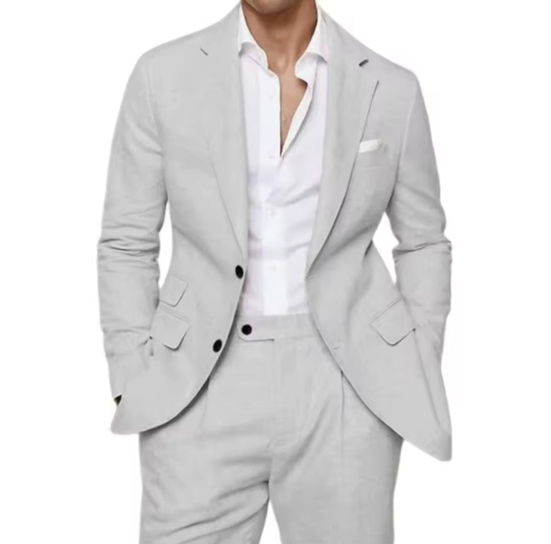Men's Linen Suit Two - Piece Set | Blazer & Pants | Summer Wedding - GLITCH - BELLE