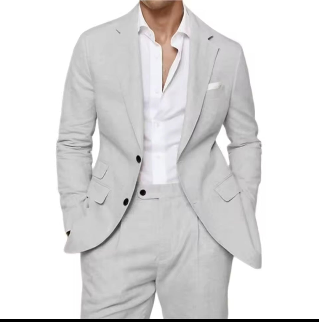 Men's Linen Suit Two - Piece Set | Blazer & Pants | Summer Wedding - GLITCH - BELLE