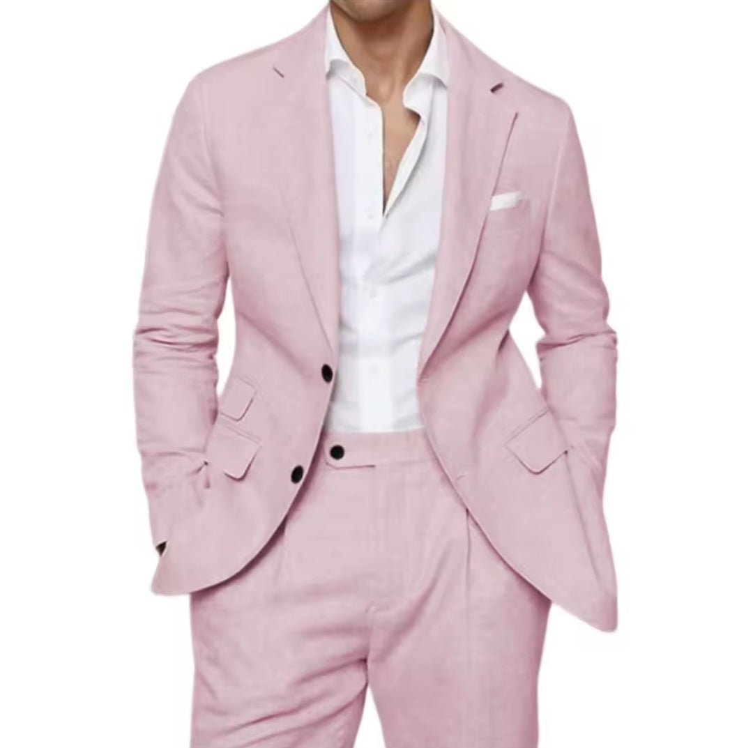 Men's Linen Suit Two - Piece Set | Blazer & Pants | Summer Wedding - GLITCH - BELLE