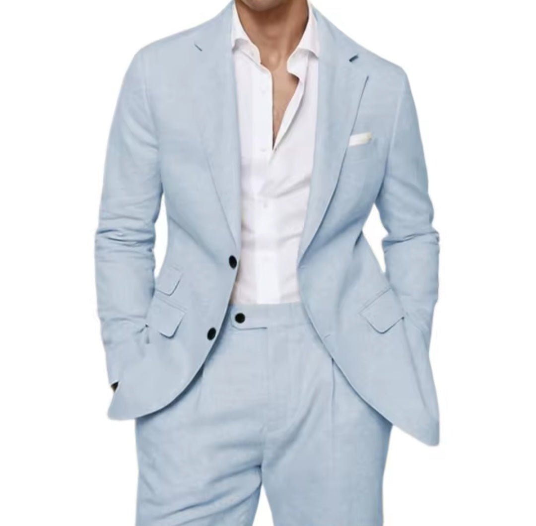 Men's Linen Suit Two - Piece Set | Blazer & Pants | Summer Wedding - GLITCH - BELLE
