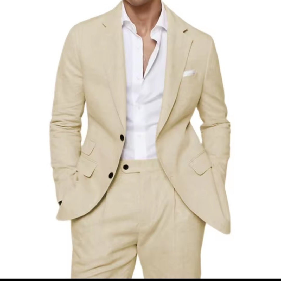 Men's Linen Suit Two - Piece Set | Blazer & Pants | Summer Wedding - GLITCH - BELLE