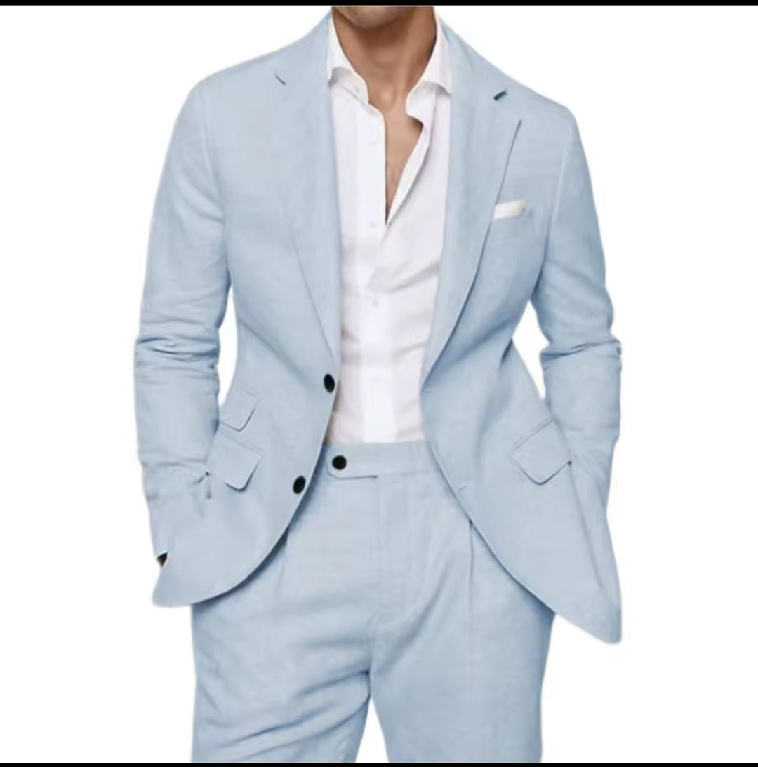 Men's Linen Suit Two - Piece Set | Blazer & Pants | Summer Wedding - GLITCH - BELLE