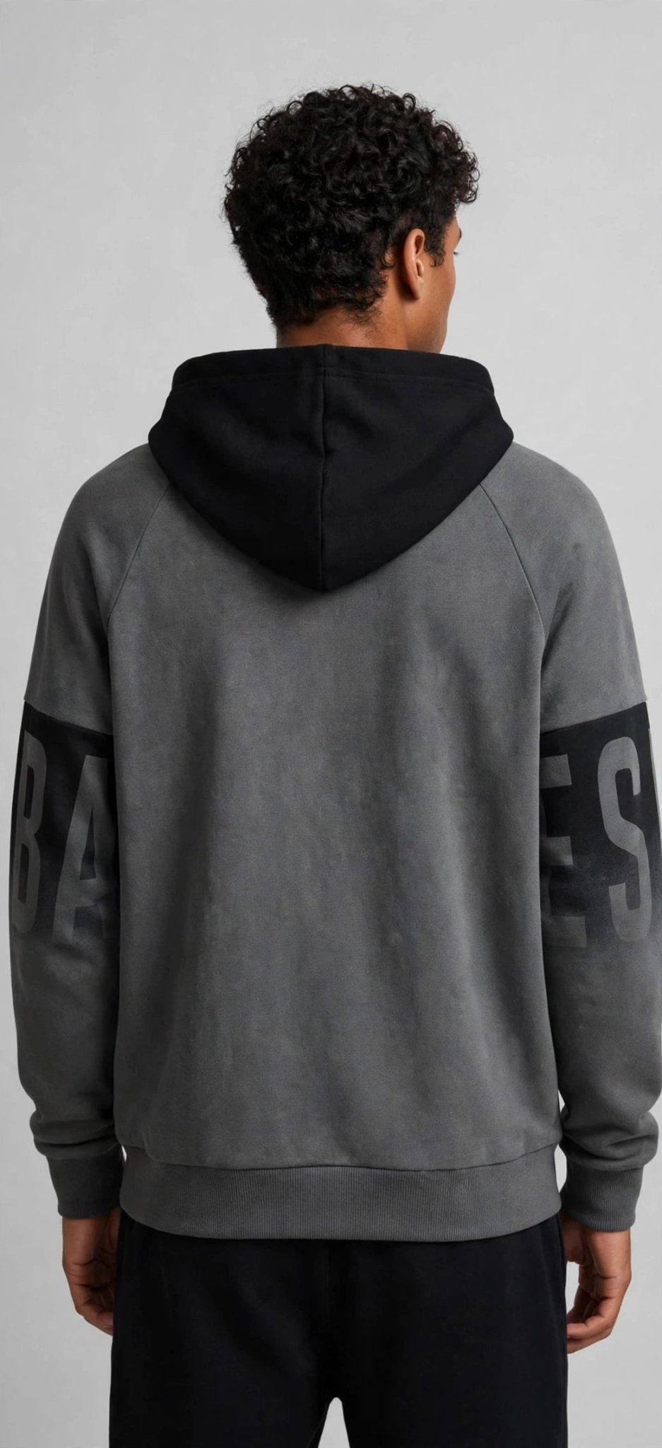 Men's Los Angeles Graphic Color-Block Hoodie – Two-Tone Beige & White Pullover - GLITCH-BELLE