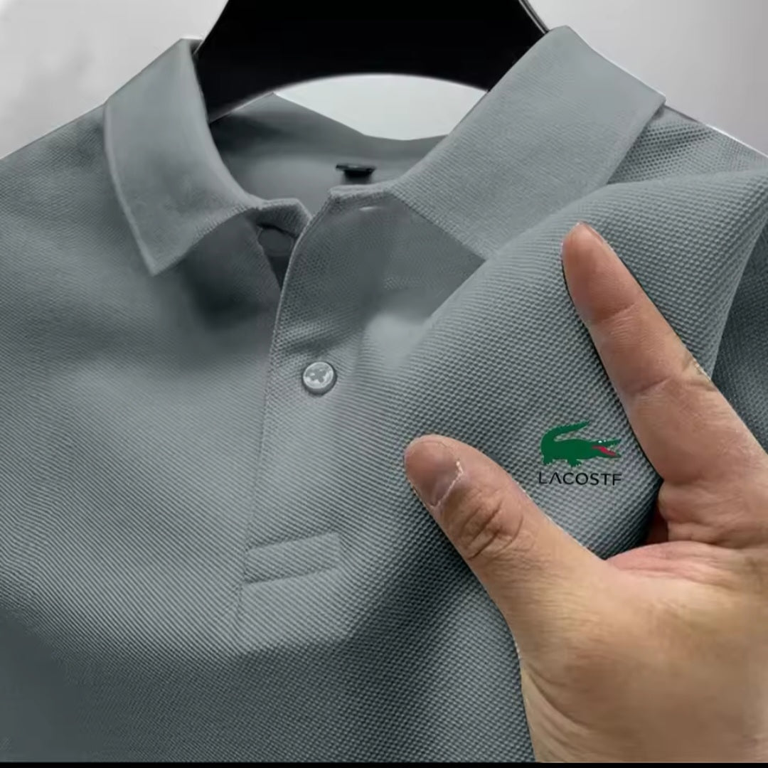 Men's Premium Polo Shirt – Business Casual Breathable Long - Sleeve Collar Top - GLITCH - BELLE