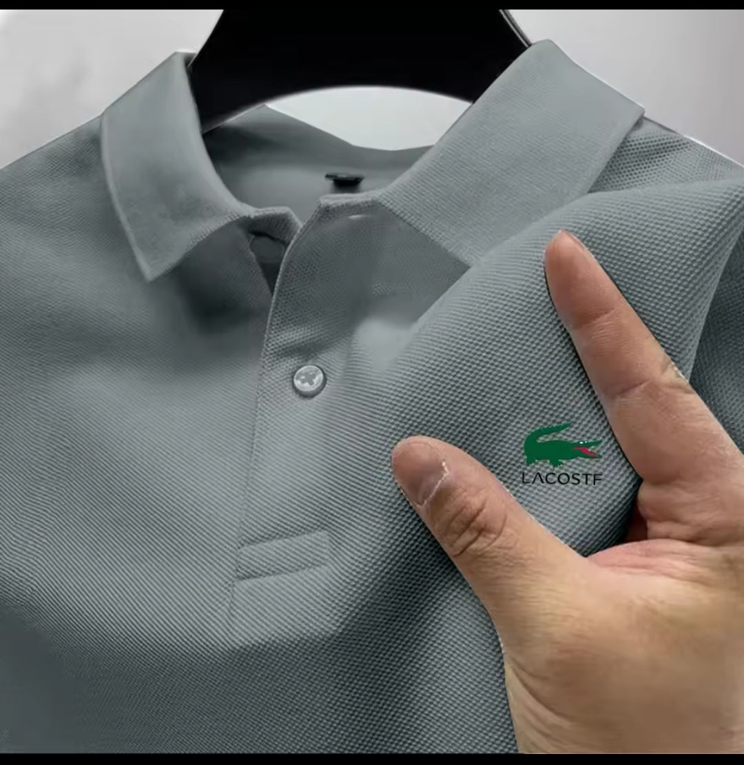 Men's Premium Polo Shirt – Business Casual Breathable Long - Sleeve Collar Top - GLITCH - BELLE