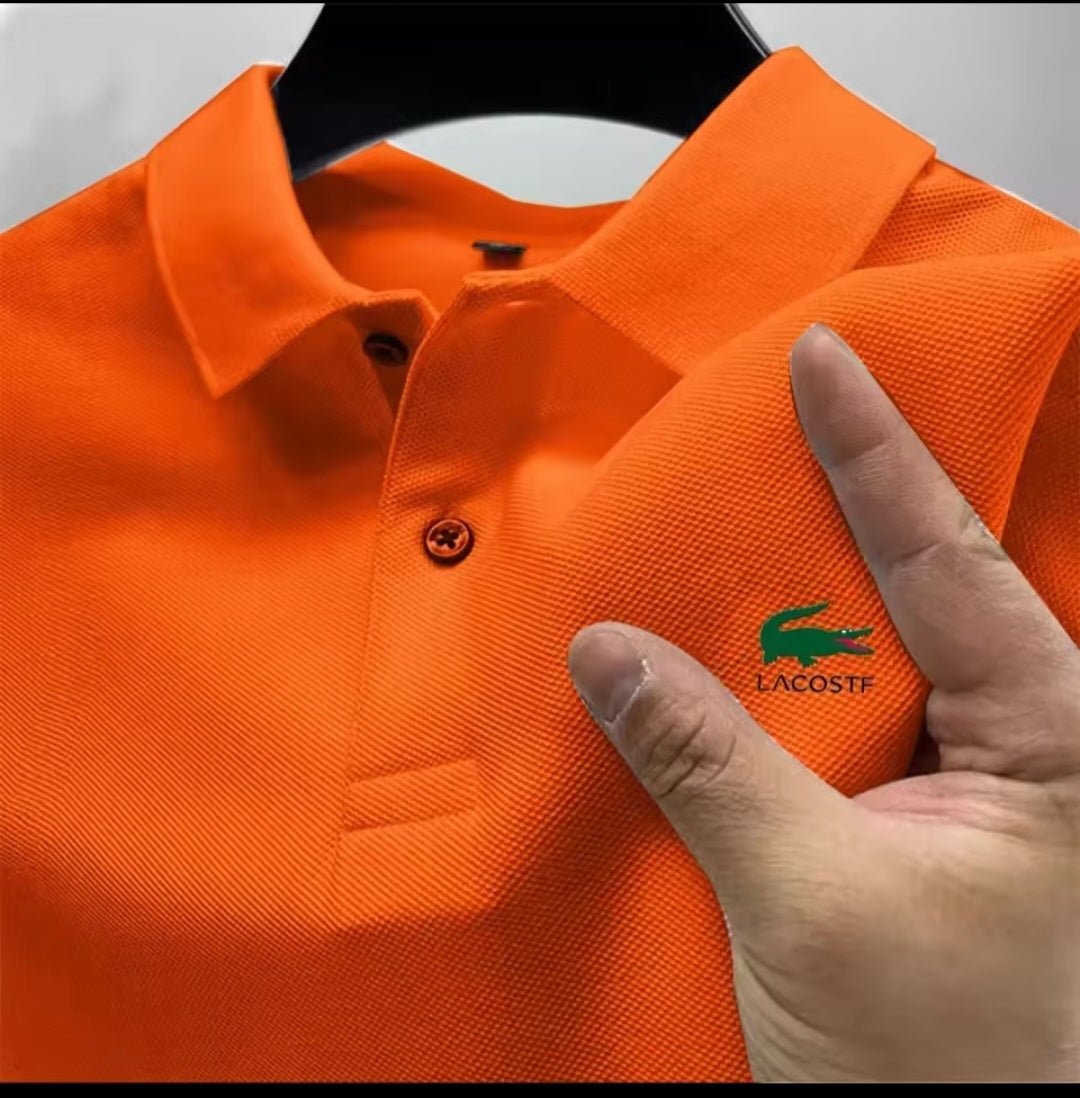 Men's Premium Polo Shirt – Business Casual Breathable Long - Sleeve Collar Top - GLITCH - BELLE