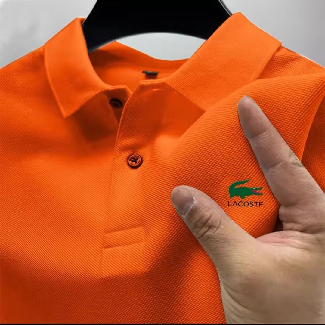 Men's Premium Polo Shirt – Business Casual Breathable Long - Sleeve Collar Top - GLITCH - BELLE