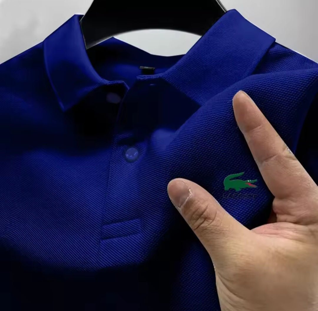 Men's Premium Polo Shirt – Business Casual Breathable Long - Sleeve Collar Top - GLITCH - BELLE