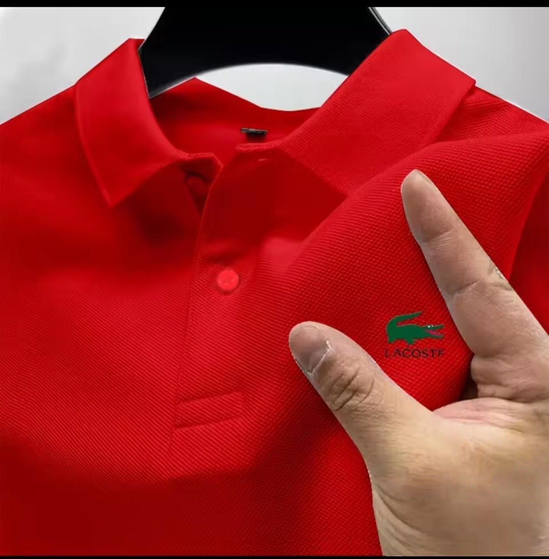 Men's Premium Polo Shirt – Business Casual Breathable Long - Sleeve Collar Top - GLITCH - BELLE