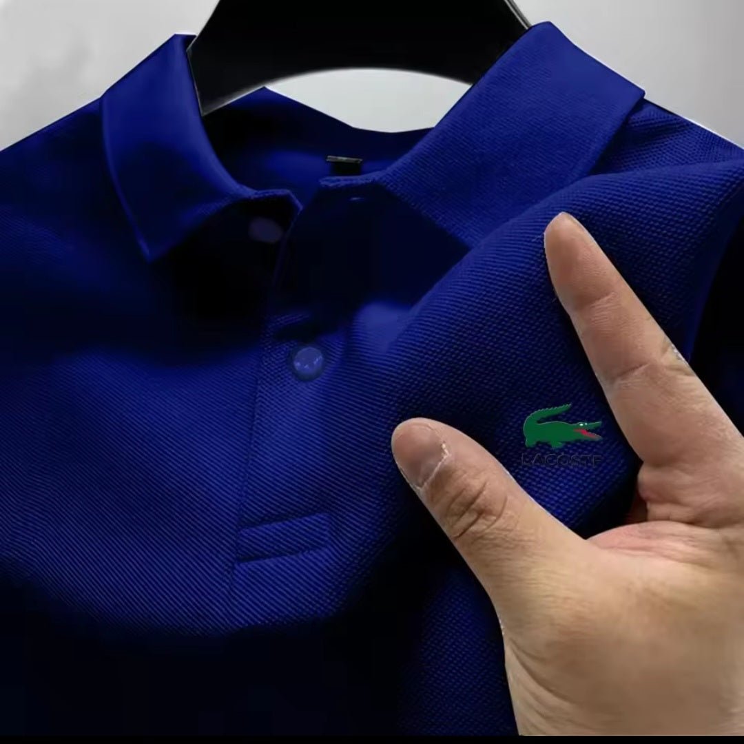 Men's Premium Polo Shirt – Business Casual Breathable Long - Sleeve Collar Top - GLITCH - BELLE
