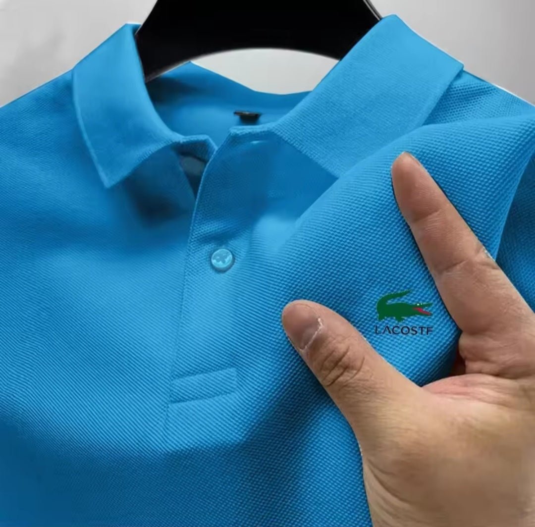 Men's Premium Polo Shirt – Business Casual Breathable Long - Sleeve Collar Top - GLITCH - BELLE