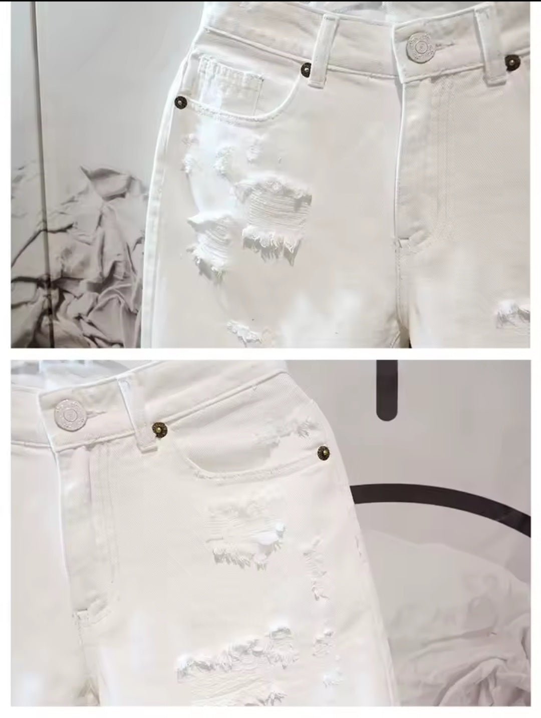 Men's Ripped Denim Shorts | Loose Straight Streetwear Boyfriend Jeans - GLITCH - BELLE