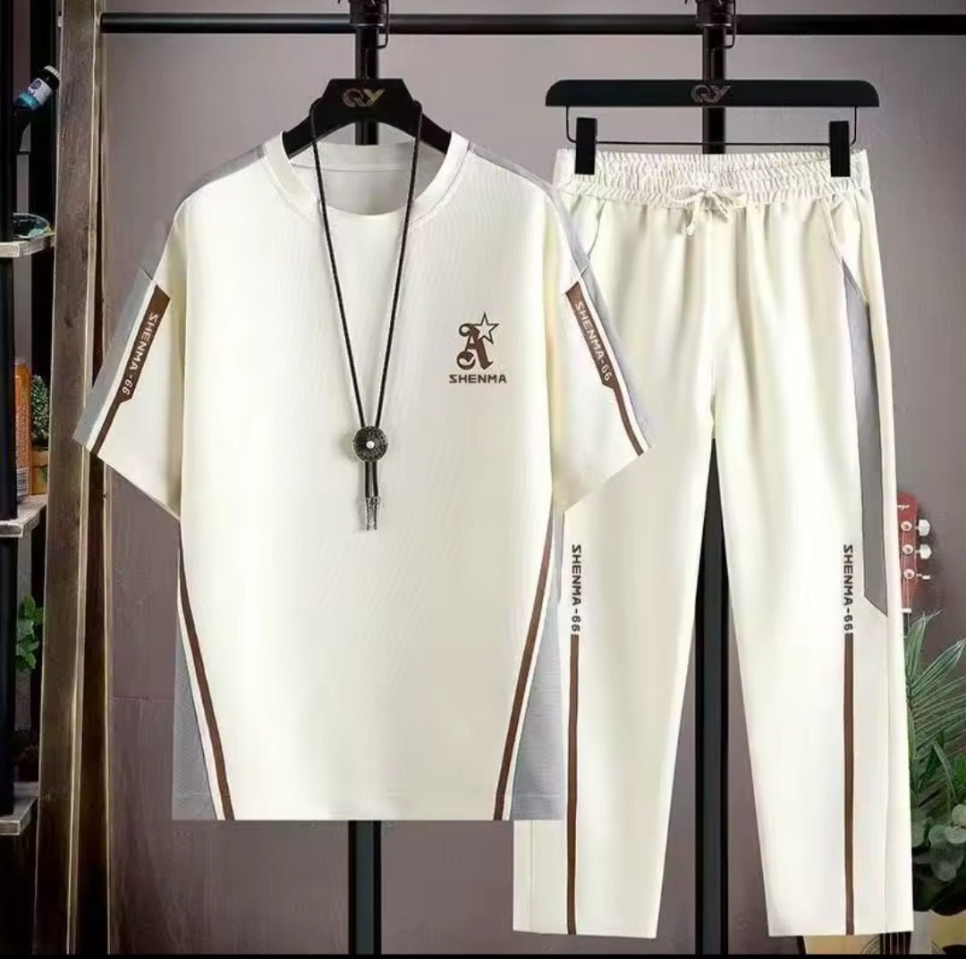 Men's Shenma Contrast Panel T-Shirt & Jogger Set - GLITCH-BELLE