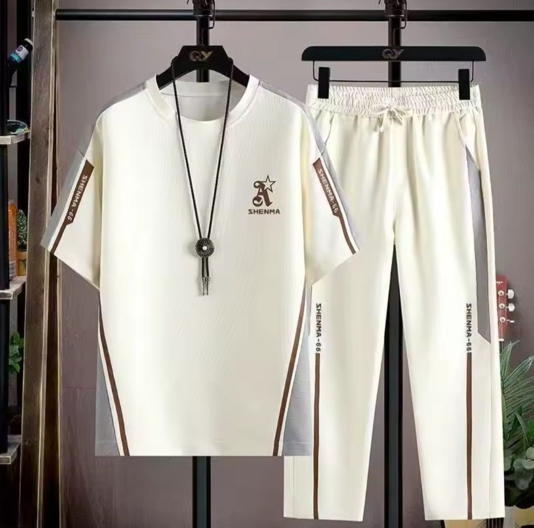 Men's Shenma Contrast Panel T-Shirt & Jogger Set - GLITCH-BELLE