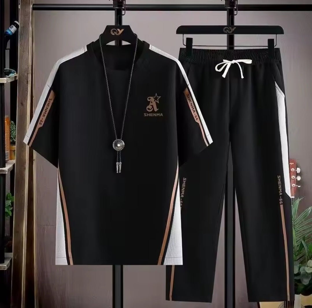 Men's Shenma Contrast Panel T-Shirt & Jogger Set - GLITCH-BELLE