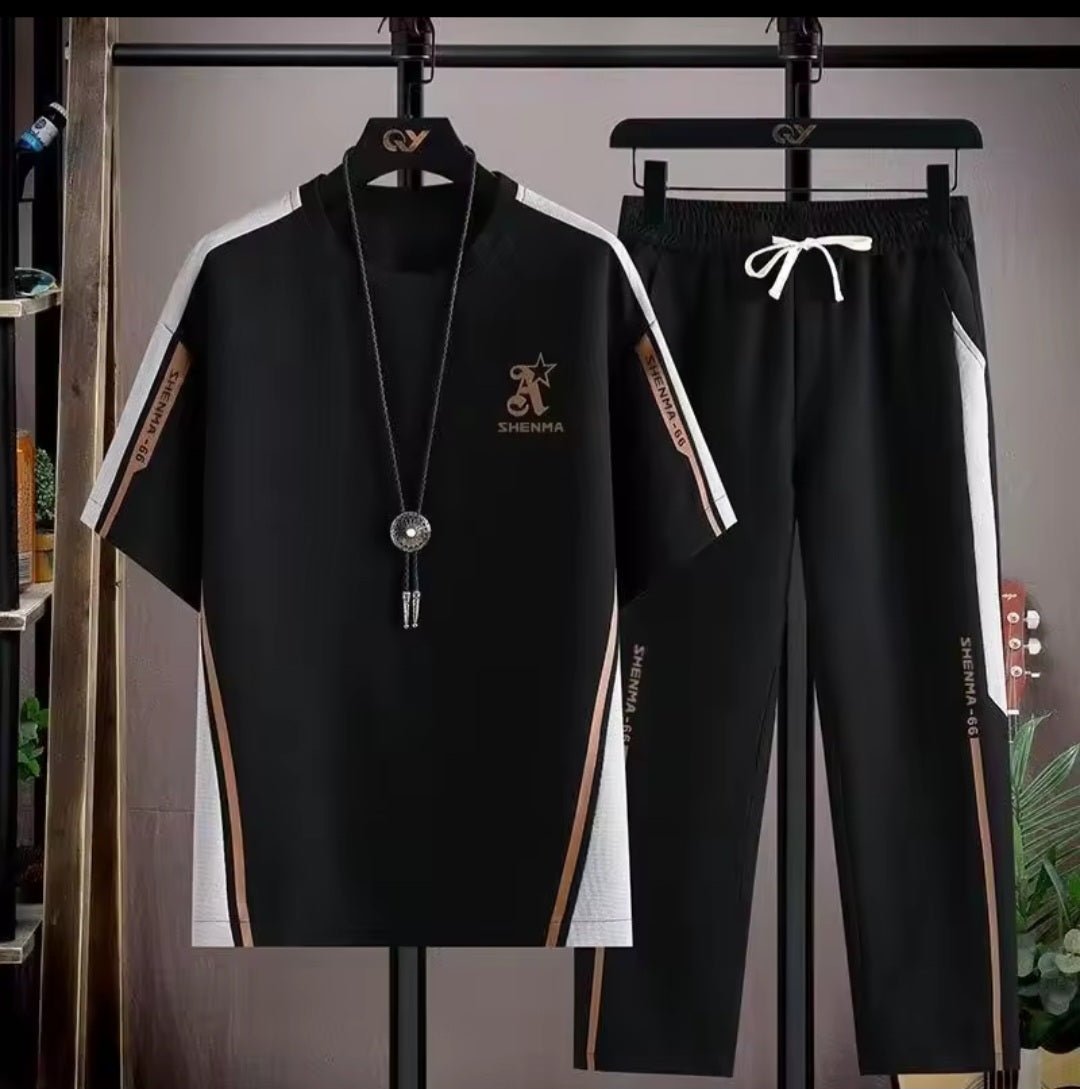 Men's Shenma Contrast Panel T-Shirt & Jogger Set - GLITCH-BELLE