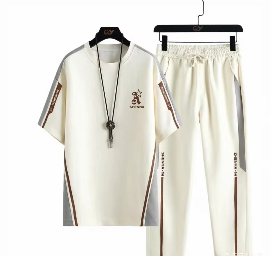 Men's Shenma Contrast Panel T-Shirt & Jogger Set - GLITCH-BELLE