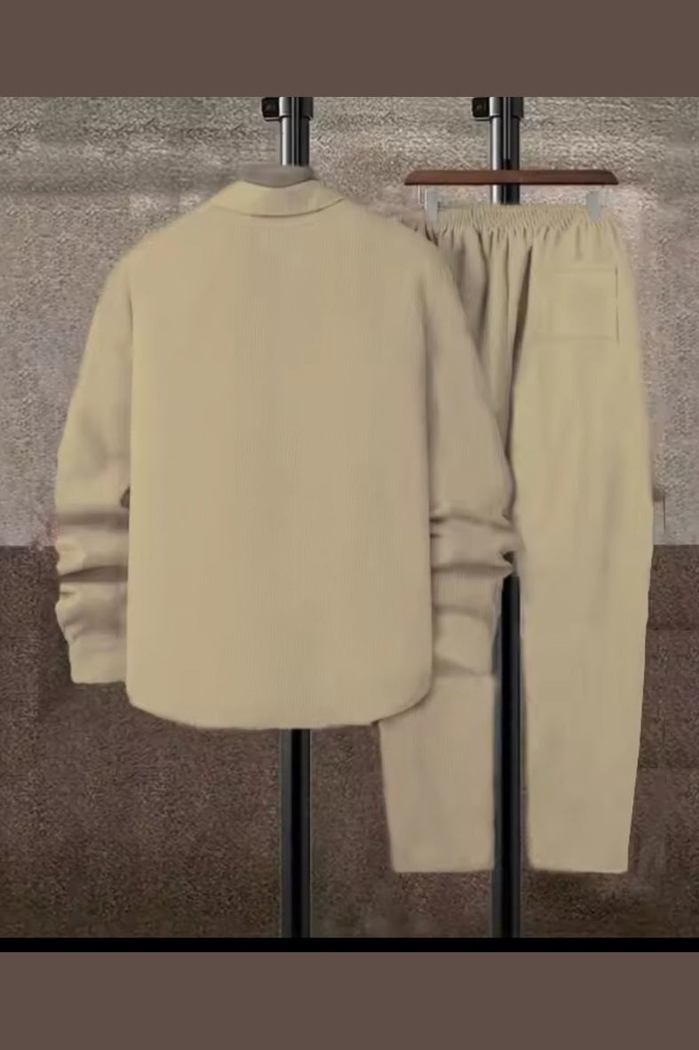 Men's Solid Color Corduroy 2-Piece Set - GLITCH-BELLE
