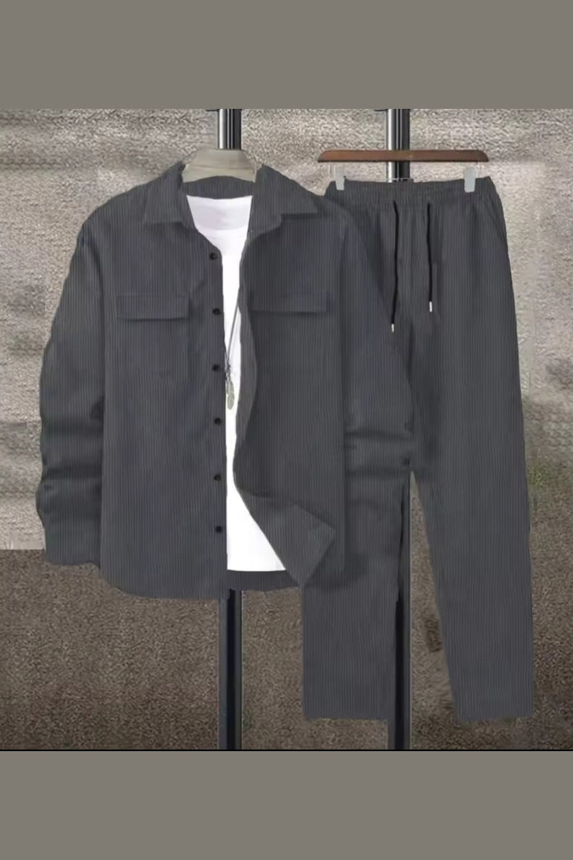 Men's Solid Color Corduroy 2-Piece Set - GLITCH-BELLE