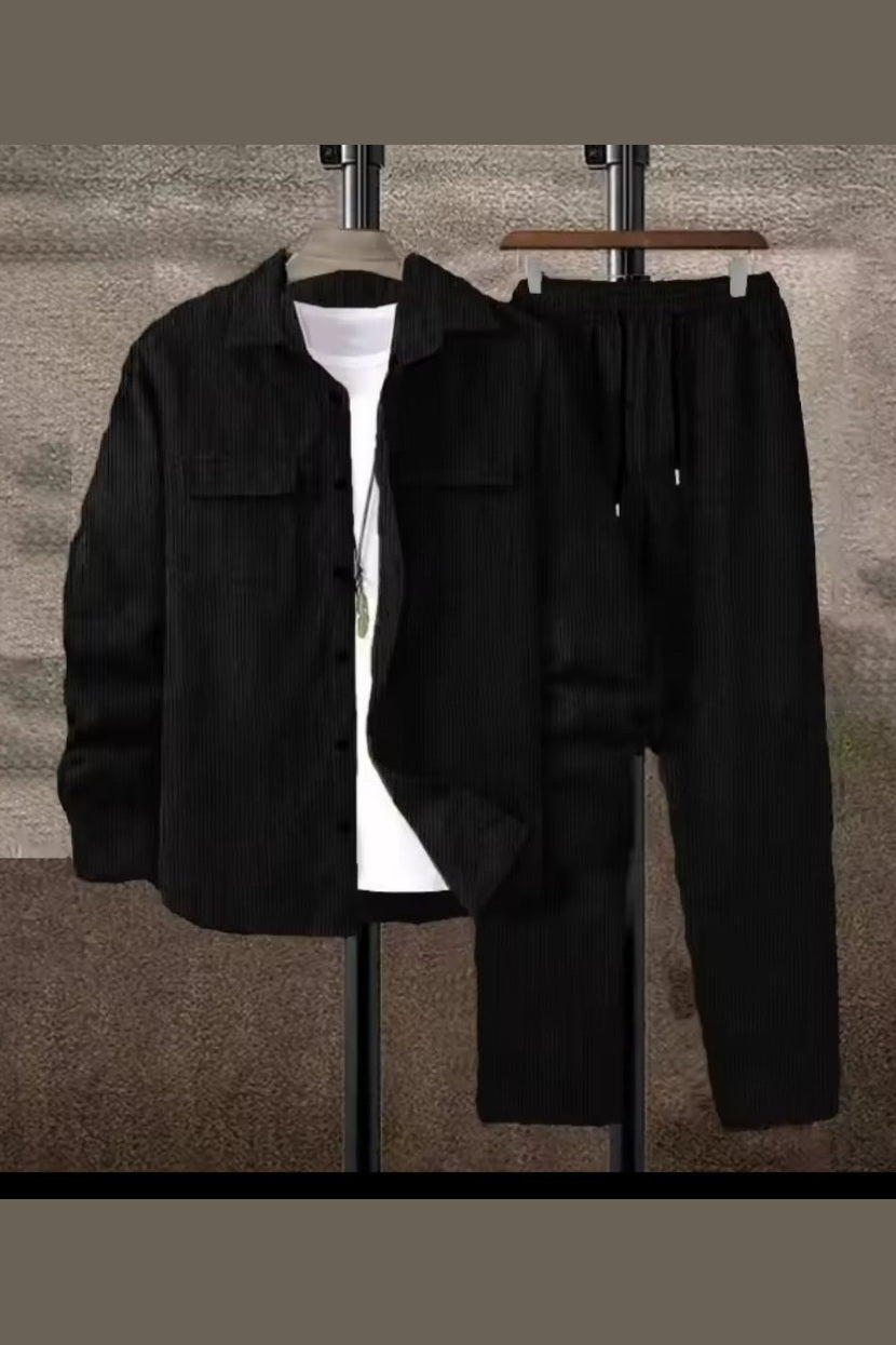 Men's Solid Color Corduroy 2-Piece Set - GLITCH-BELLE