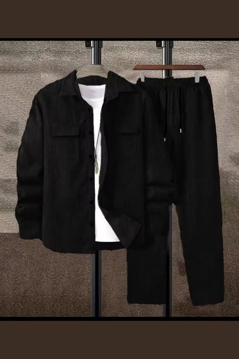 Men's Solid Color Corduroy 2-Piece Set - GLITCH-BELLE