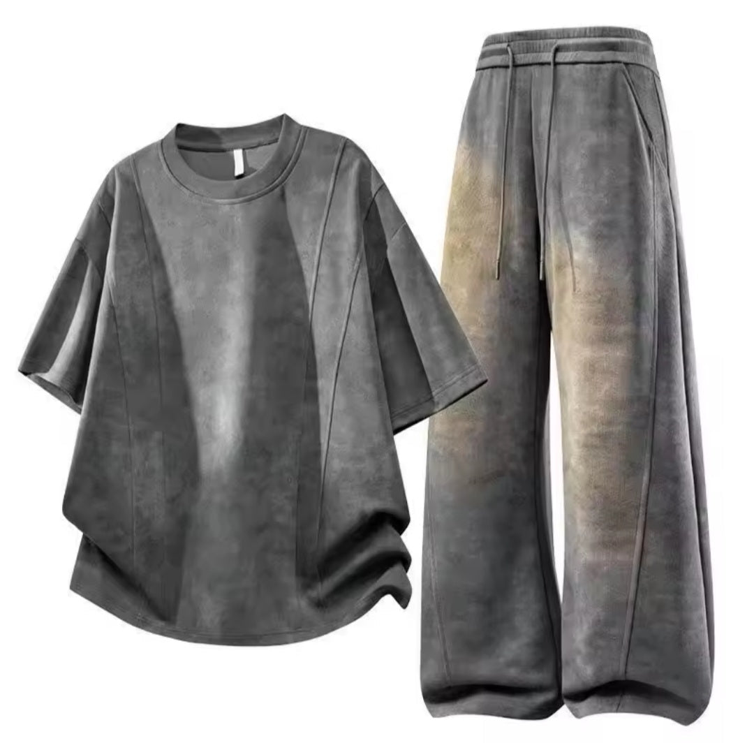 Men's Tie Dye Oversized Tee & Straight Leg Pants Set - GLITCH-BELLE