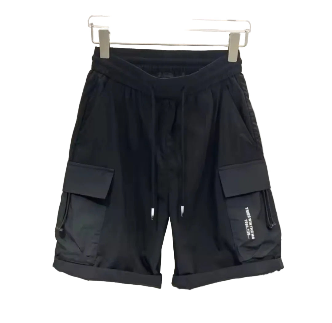 Men's Workwear Two - Piece Set – Short Sleeve Hoodie & Cargo Shorts - GLITCH - BELLE
