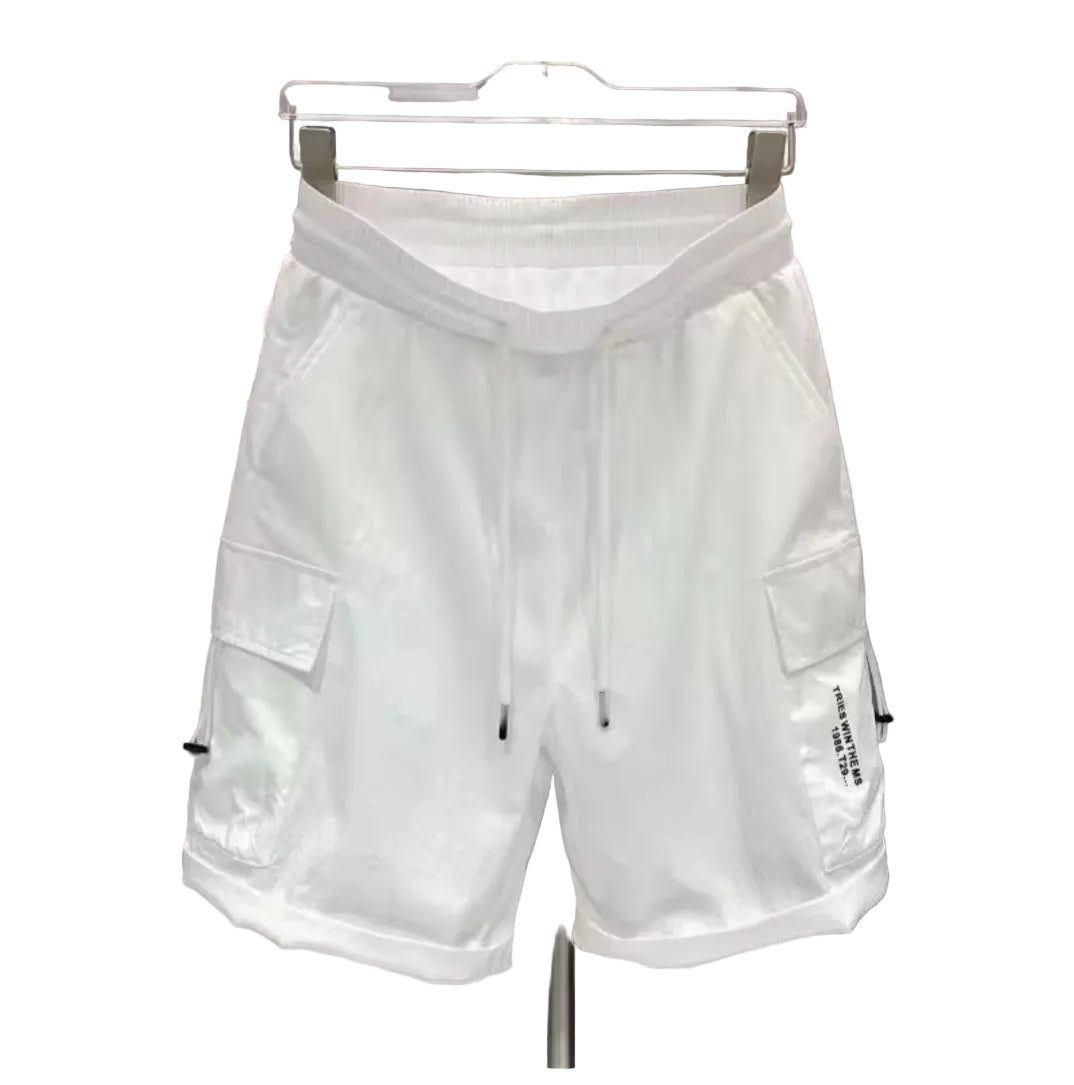Men's Workwear Two - Piece Set – Short Sleeve Hoodie & Cargo Shorts - GLITCH - BELLE