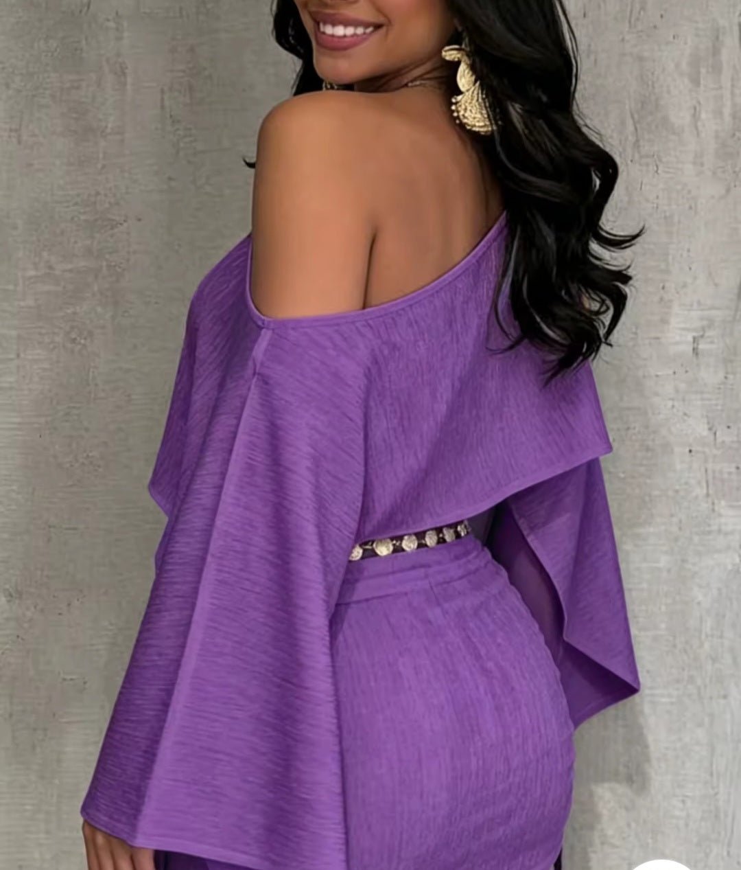 Off-Shoulder Crop Top & Wrap Mini Skirt Set - GLITCH-BELLE