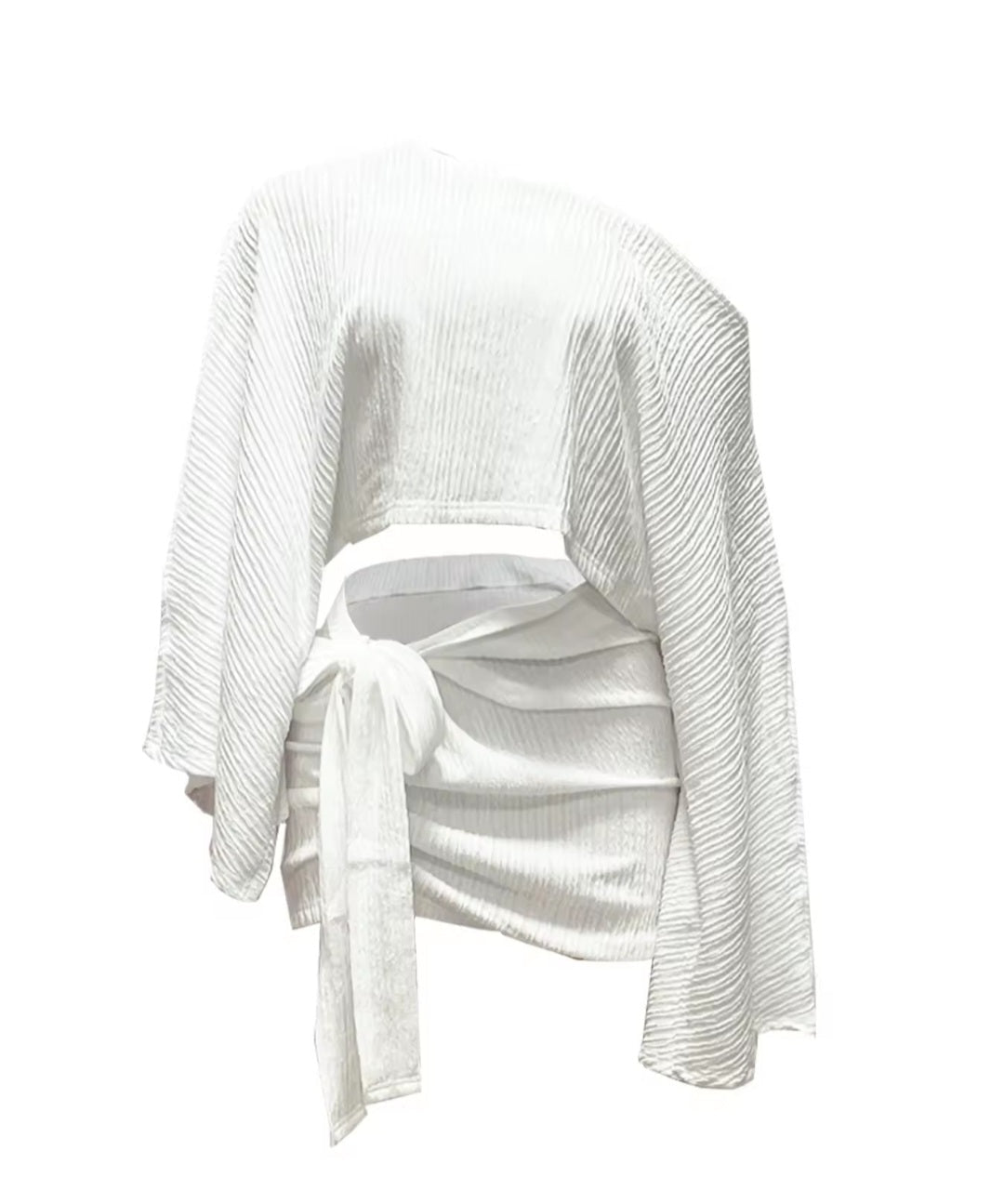 Off-Shoulder Crop Top & Wrap Mini Skirt Set - GLITCH-BELLE