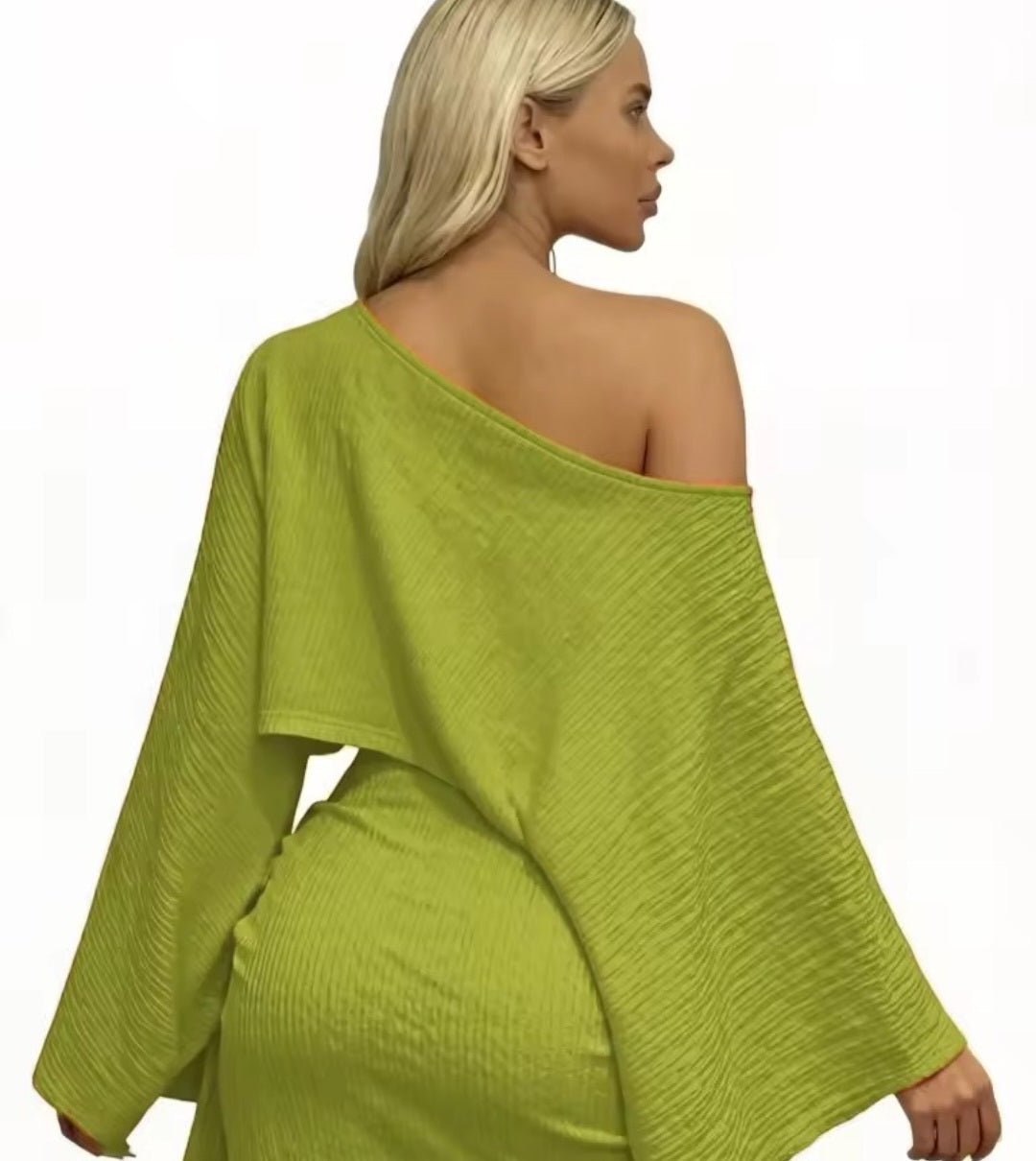 Off-Shoulder Crop Top & Wrap Mini Skirt Set - GLITCH-BELLE