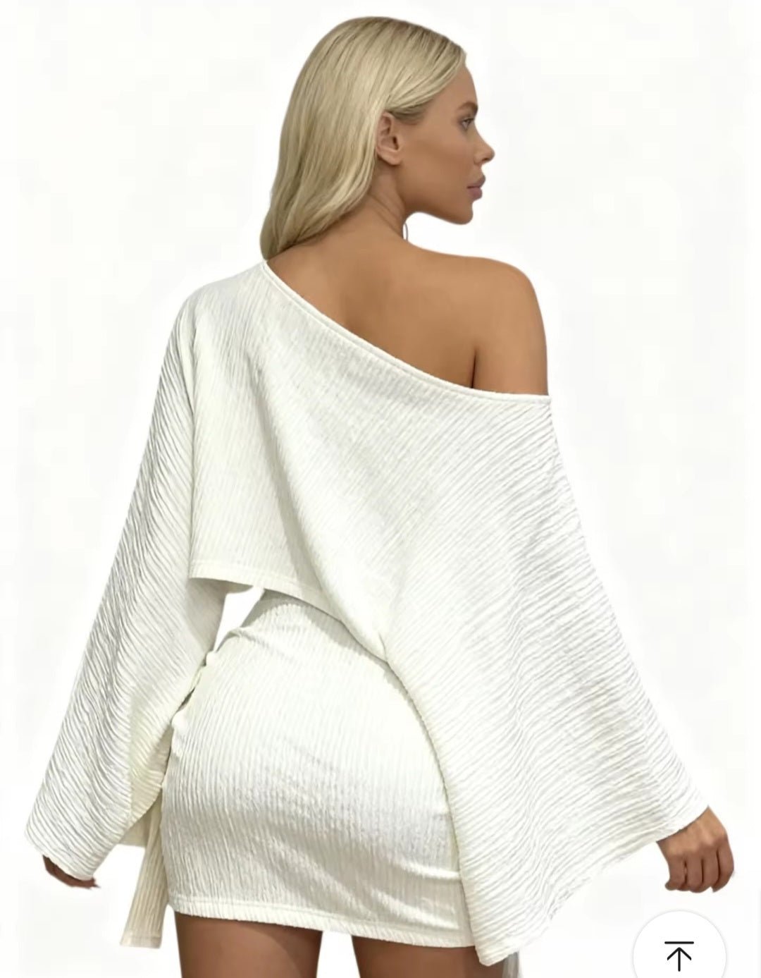 Off-Shoulder Crop Top & Wrap Mini Skirt Set - GLITCH-BELLE