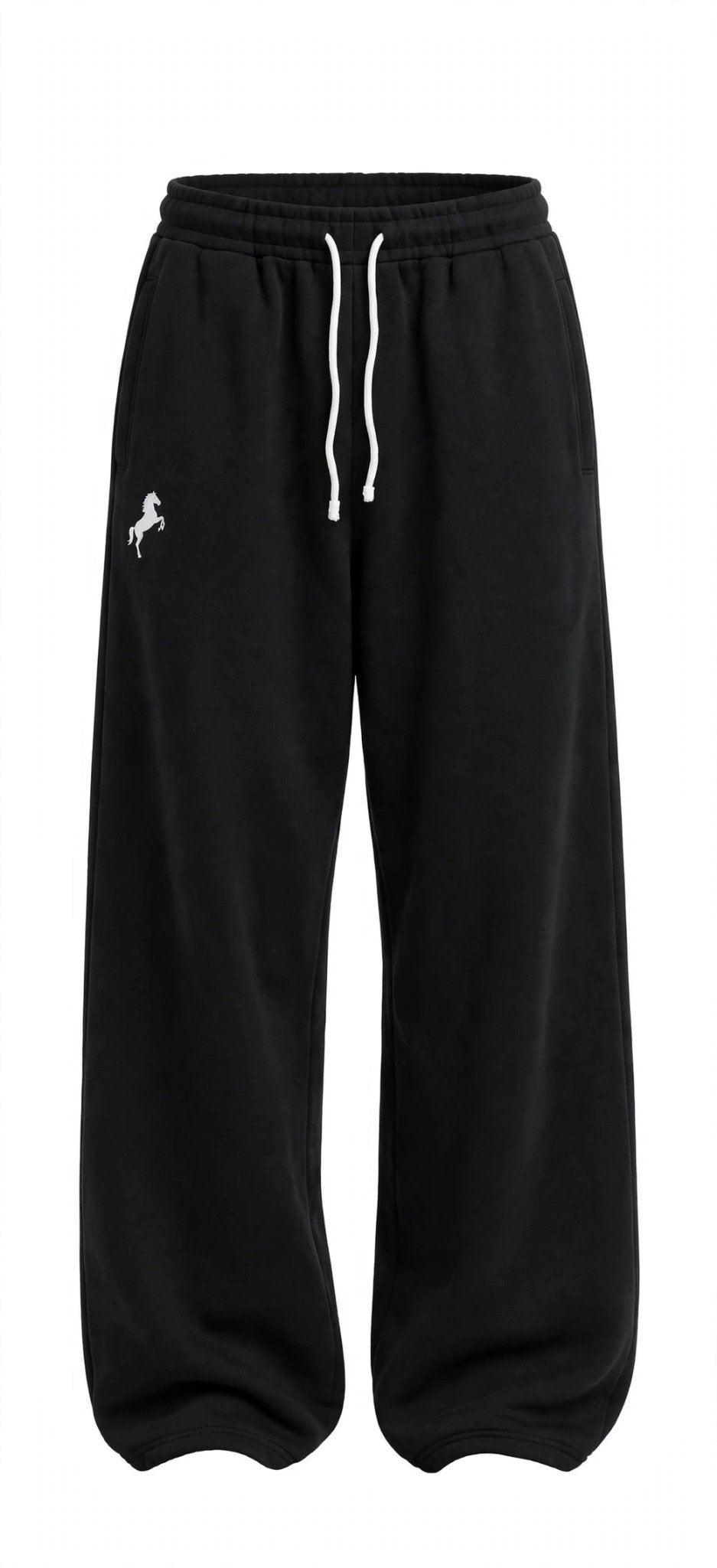 Oversized Wide-Leg Sweatpants – Horse Silhouette Print - GLITCH-BELLE