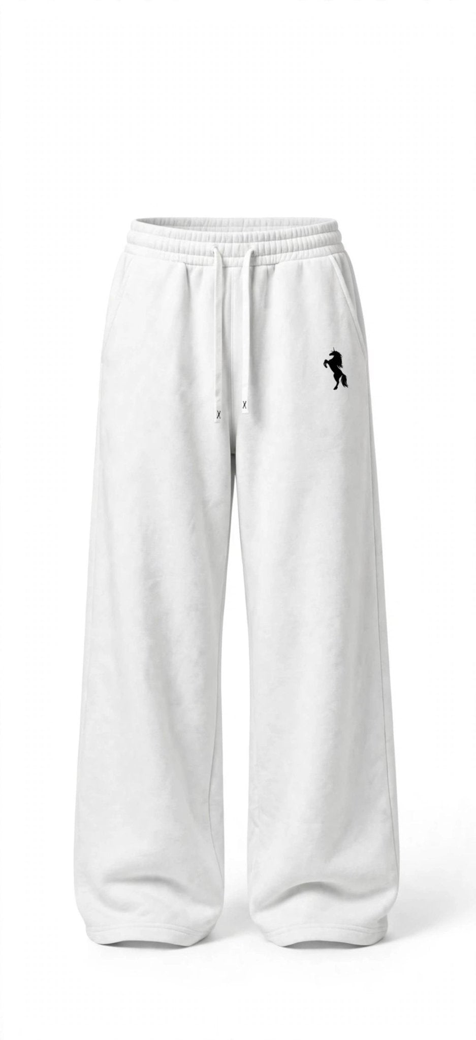Oversized Wide-Leg Sweatpants – Horse Silhouette Print - GLITCH-BELLE