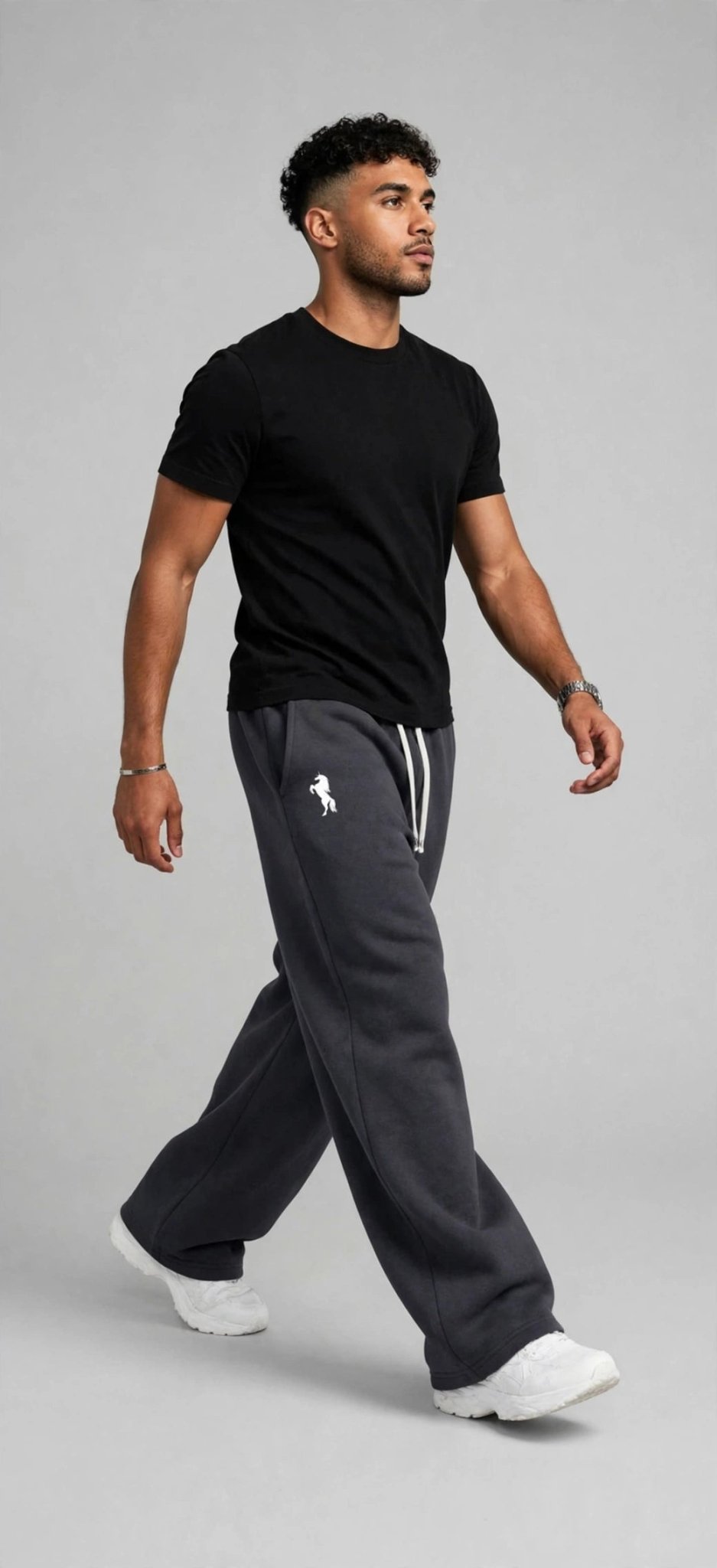 Oversized Wide-Leg Sweatpants – Horse Silhouette Print - GLITCH-BELLE