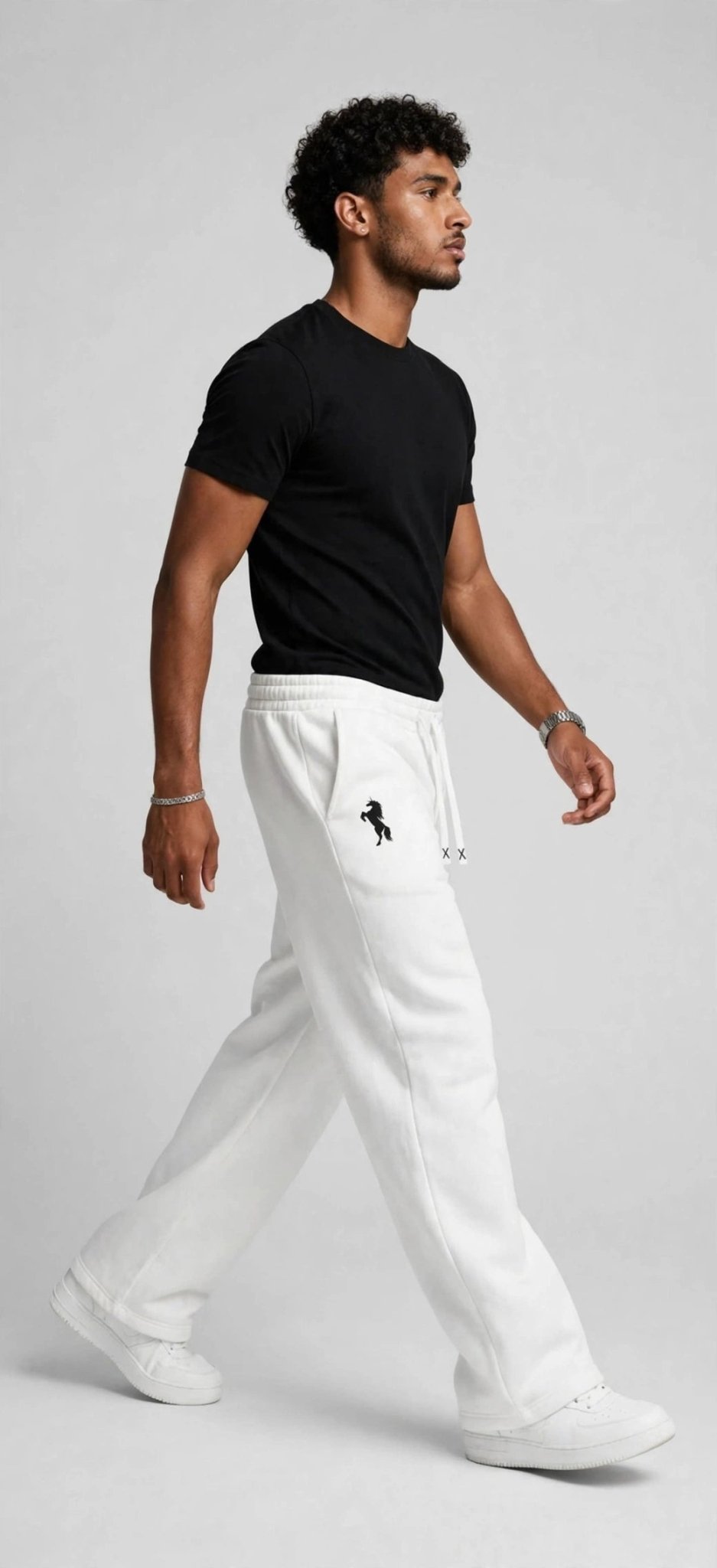 Oversized Wide-Leg Sweatpants – Horse Silhouette Print - GLITCH-BELLE
