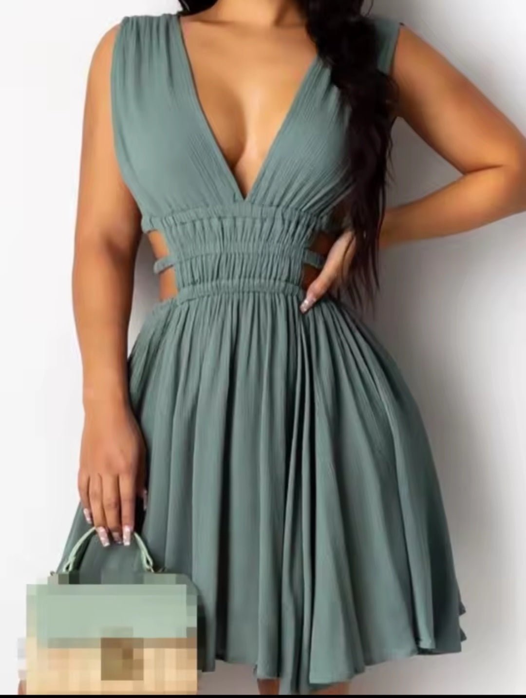 Spring/Summer Women's Elegant Sleeveless Cutout Ruched Backless Dress - GLITCH - BELLE