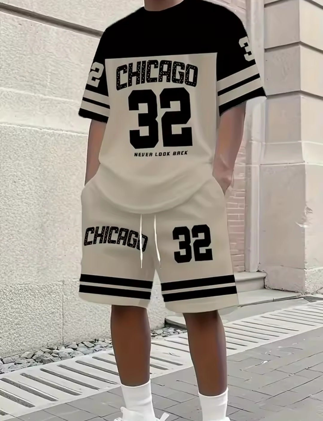 Chicago 32 Men's Relaxed Two - Piece Set – T-Shirt & Shorts - GLITCH - BELLE